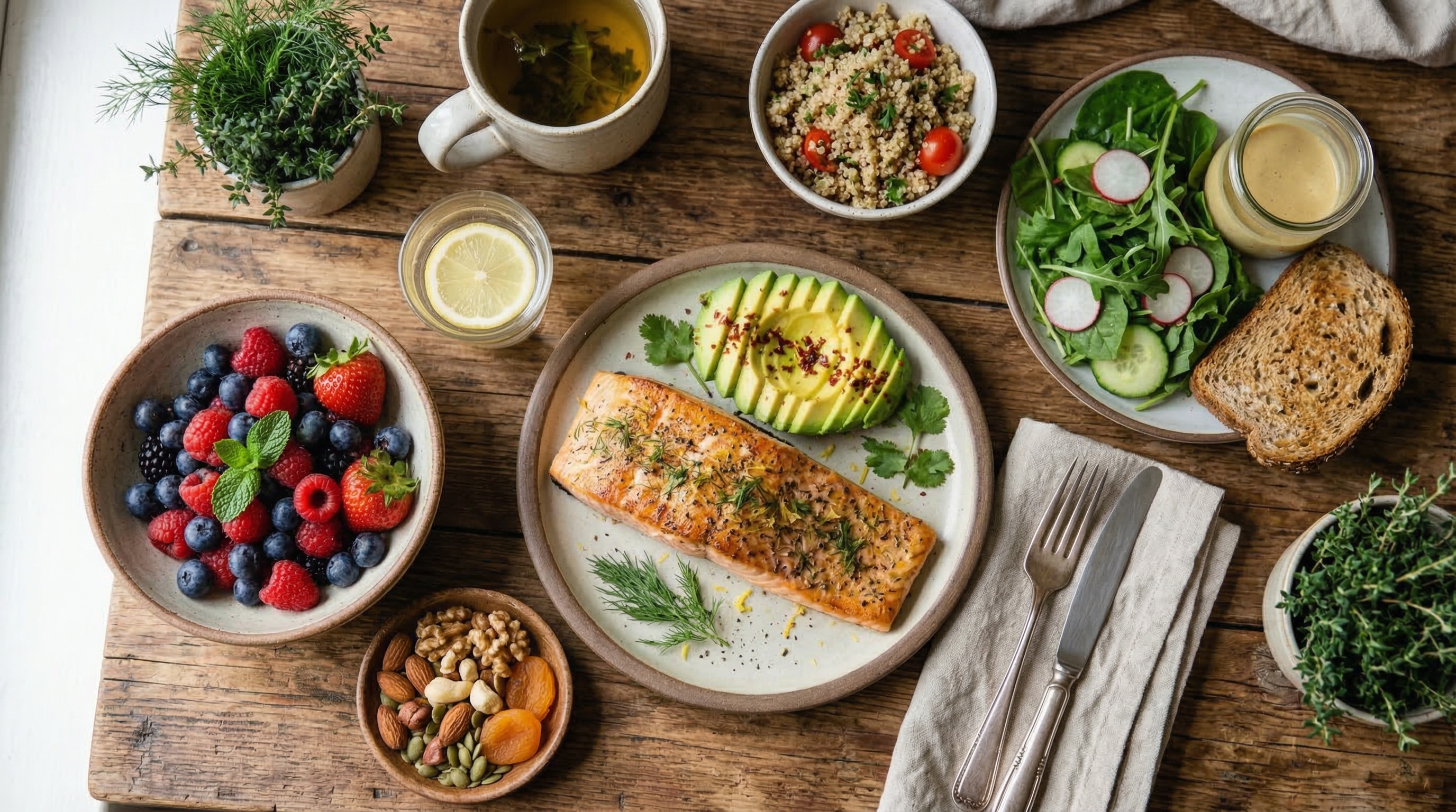 Alimentos saludables para el embarazo: aguacate, salmón, frutos rojos y verduras